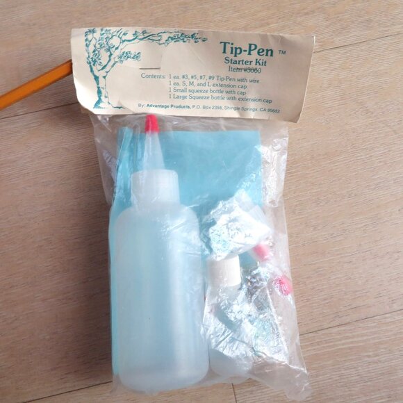 Vintage Craft Tip-Pen Set 4 Tips Craft Paint Glitter Glues Graphite Powder - Picture 7 of 10